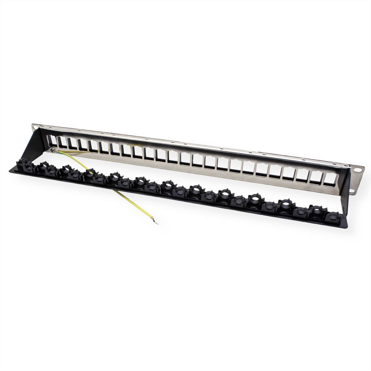 Roline 19-Zoll-Keystone-Modulträger, leer, 24P. geschirmt, Clip-Befestigung, schwarz