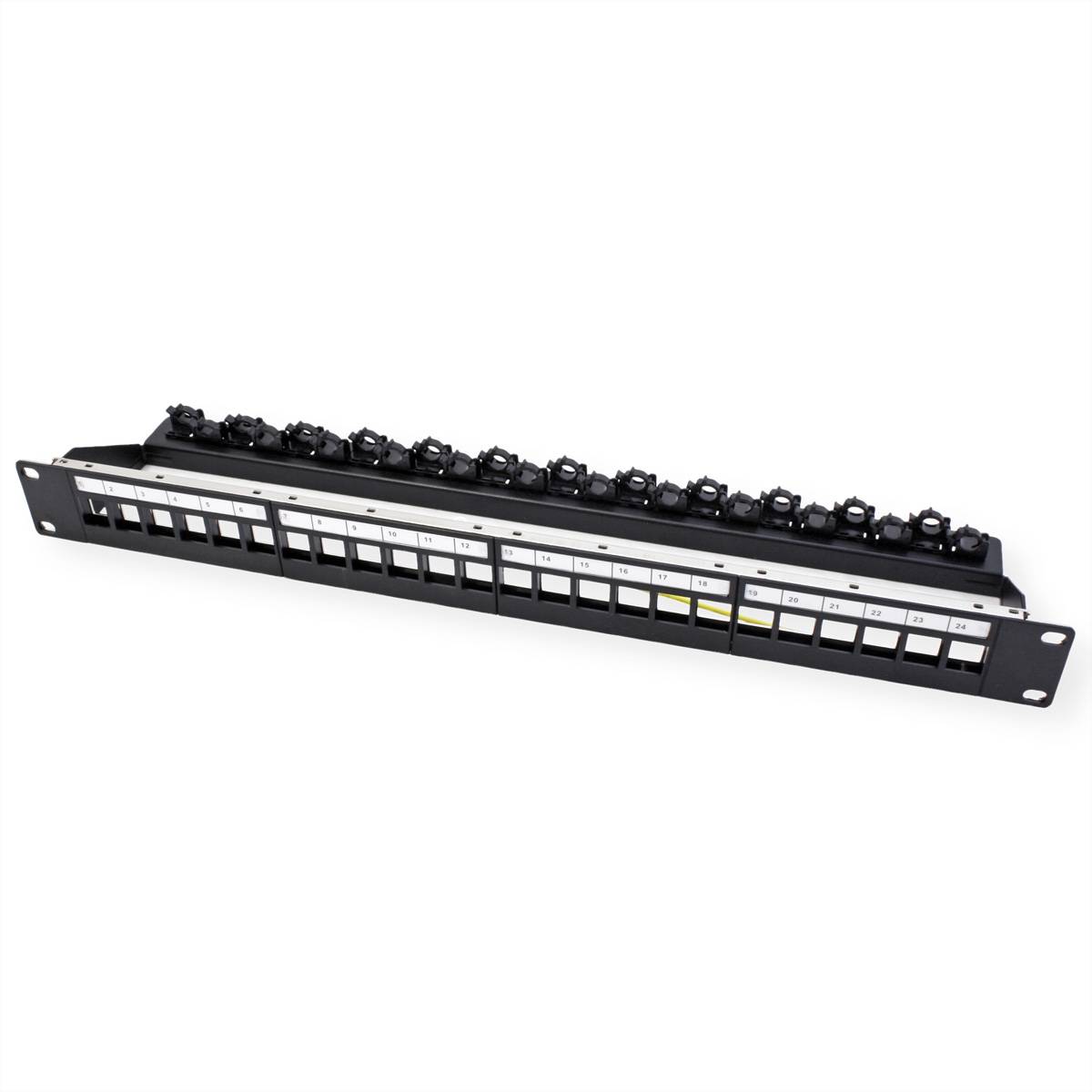 Roline 19-Zoll-Keystone-Modulträger, leer, 24P. geschirmt, Clip-Befestigung, schwarz