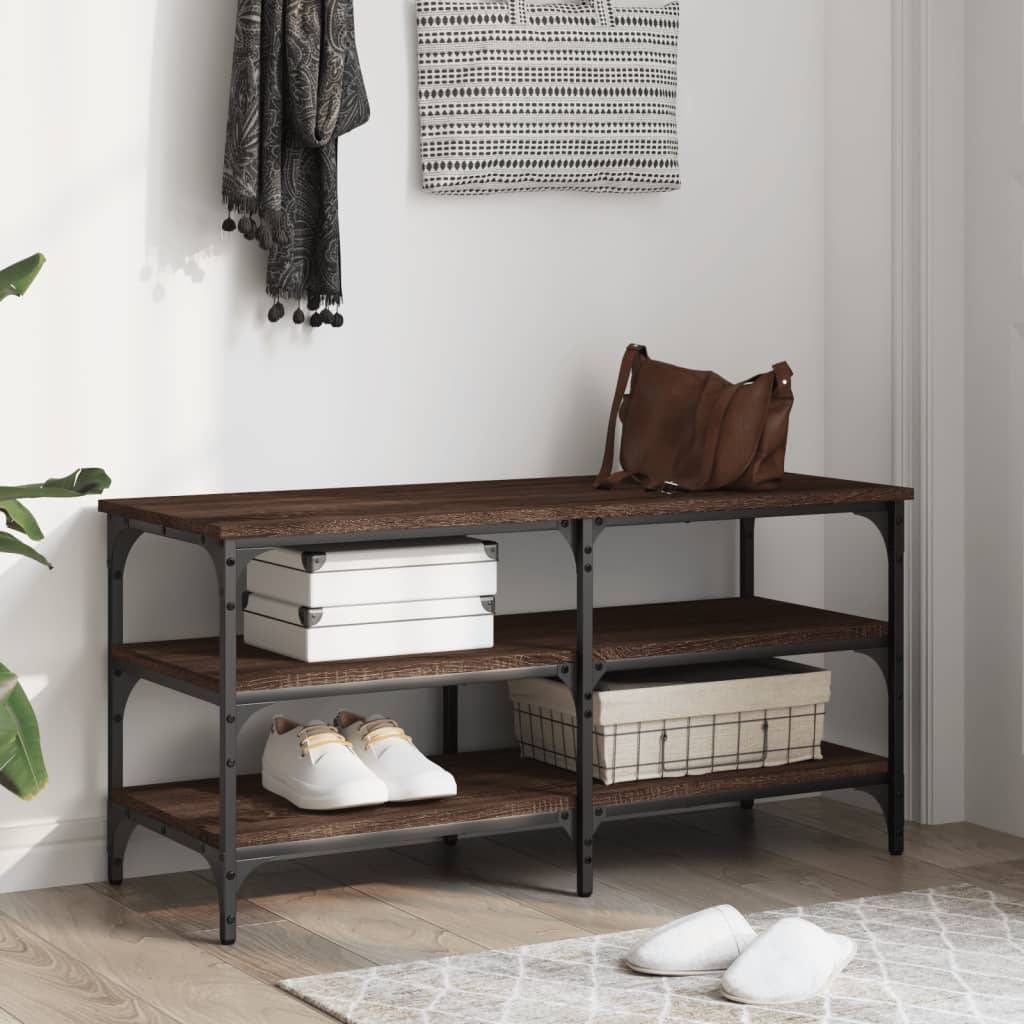 vidaXL Schuhbank Braun Eichen-Optik 100x38,5x49 cm Holzwerkstoff