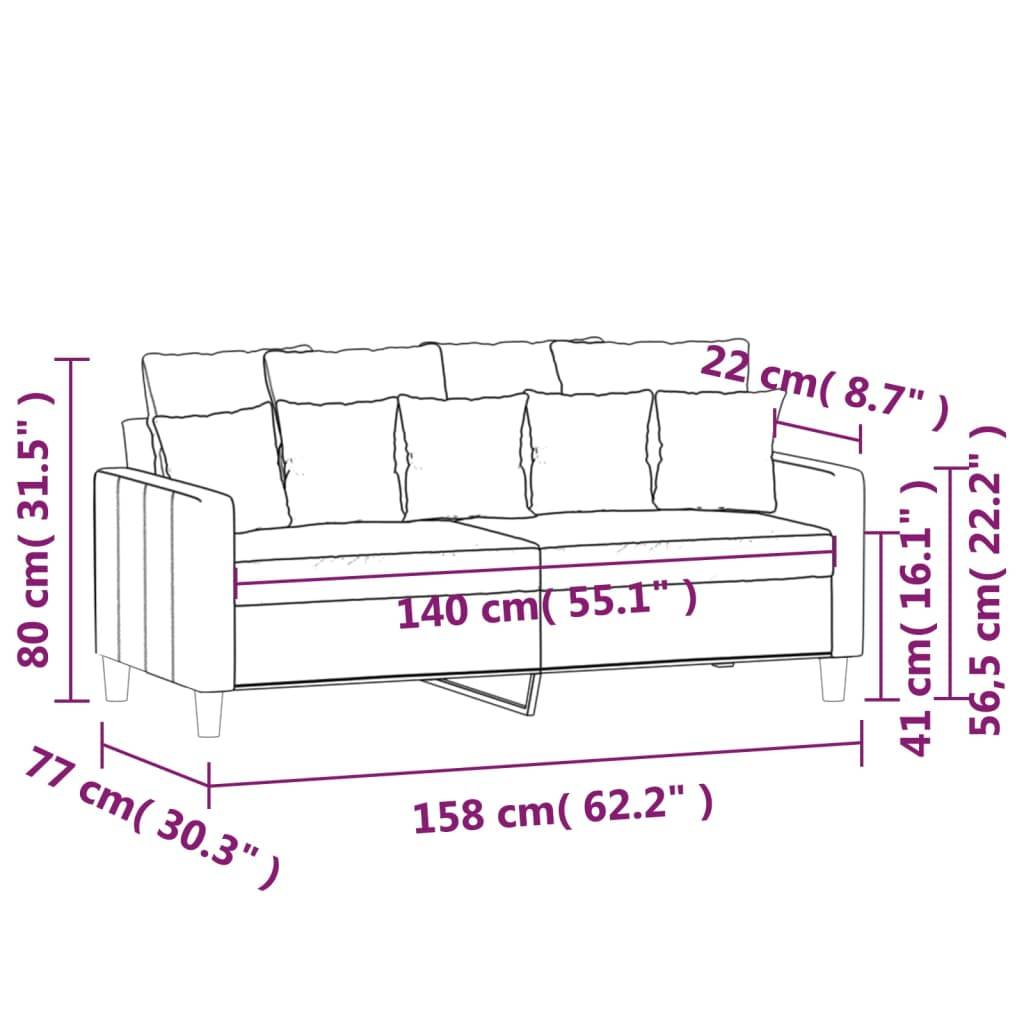 vidaXL 2-Sitzer-Sofa Schwarz 140 cm Samt