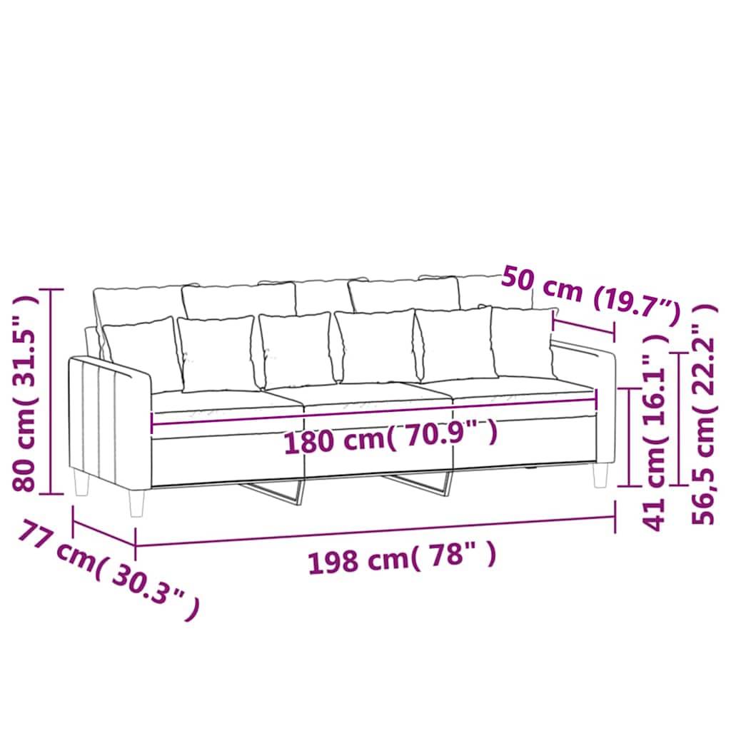 vidaXL 3-Sitzer-Sofa Creme 180 cm Samt