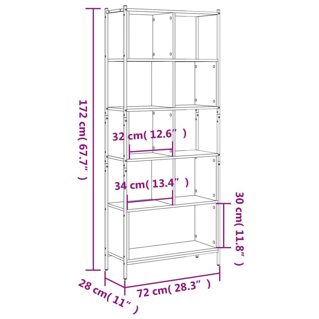 vidaXL Bücherregal Räuchereiche 72x28x172 cm Holzwerkstoff