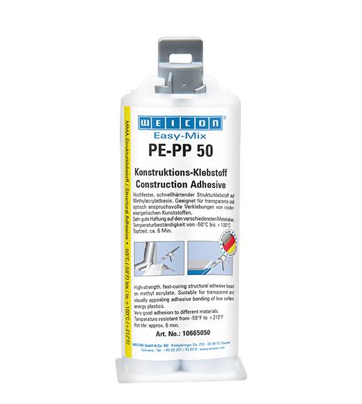 WEICON Easy-Mix PE-PP 50 | Kunstruktions-Klebstoff auf Methylacrylatbasis für spezielle Kunststoffe
