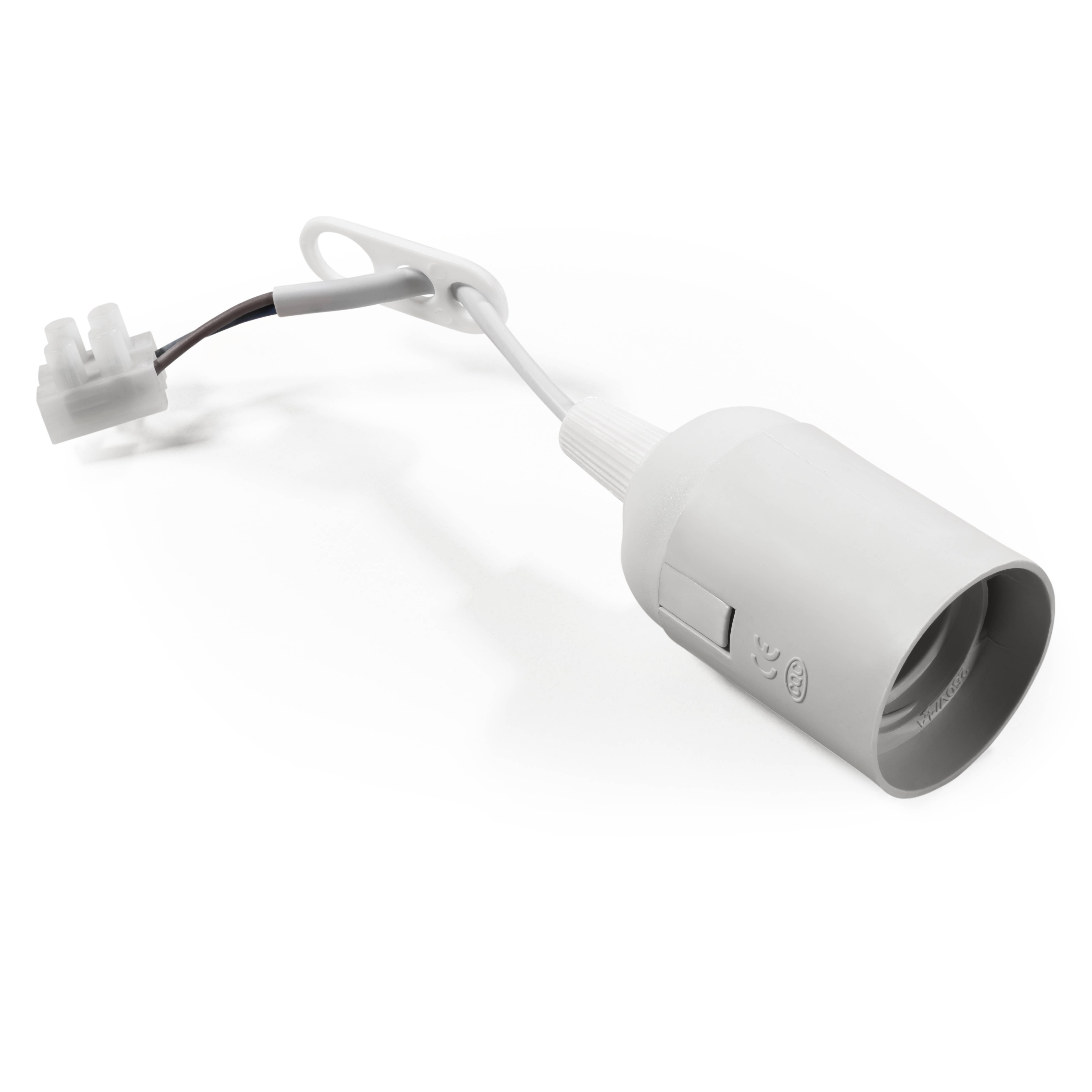 Renovierfassung McShine E27, mit 11cm Kabel und Aufhänger, weiß