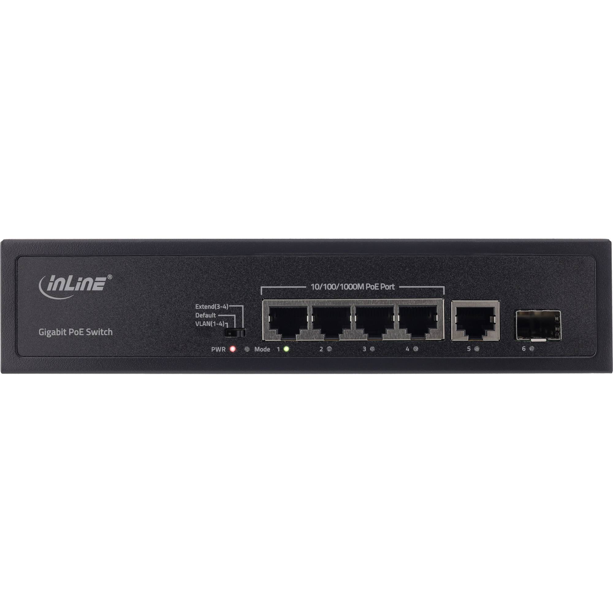 InLine® PoE+ Gigabit Netzwerk Switch 5 Port (4x PoE+), 1xSFP, 1Gb/s,