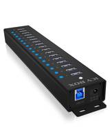 IB-HUB1717-U3, 16+1 port USB Hub, 16x USB, 1x USB Laden, USB 3.2 Gen 1, 96W Netzteil, Aluminium, schw.