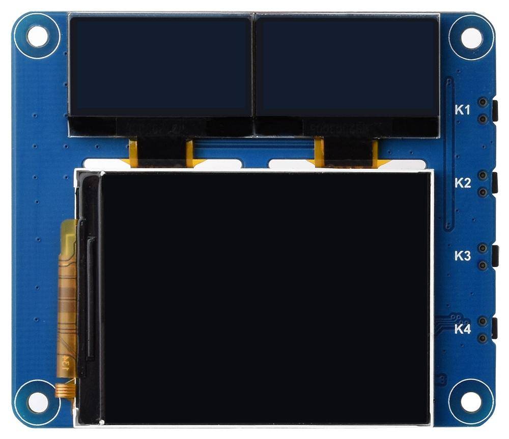 Waveshare Raspberry Pi HAT: 40PIN GPIO, 2 Zoll IPS LCD, Dual 0,96 Zoll OLED Displays