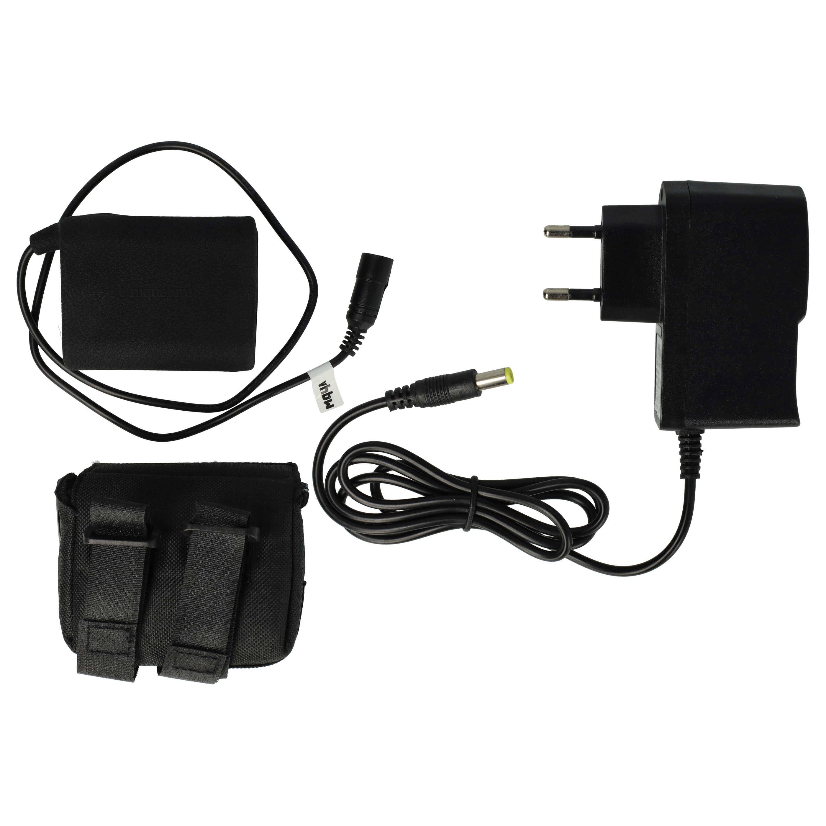 vhbw 1x Akkupack für Fahrradlampen (7800 mAh, 8,4 V, Li-Ion), wasserabweisendes Gewebe, Inkl. Ladegerät