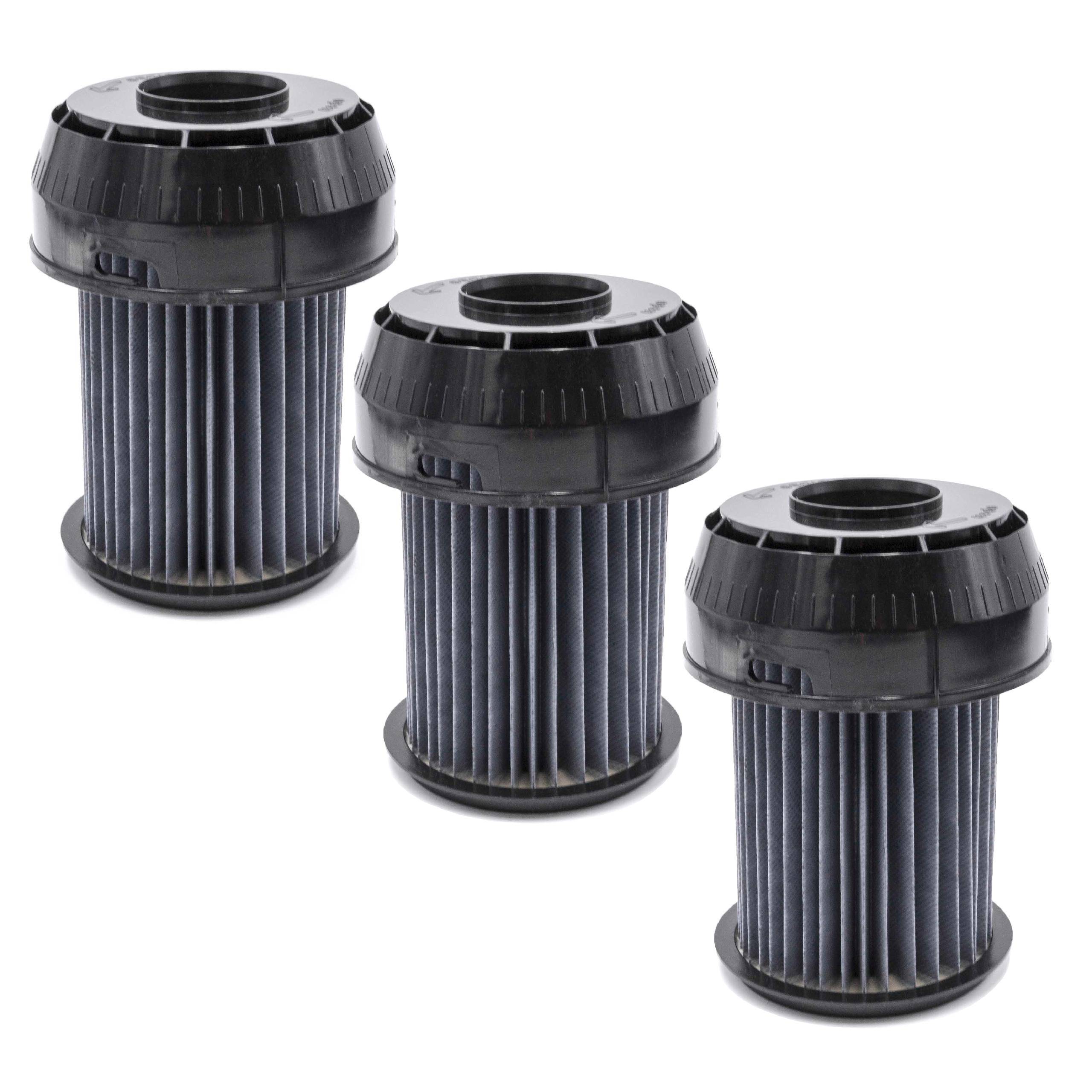 vhbw 3x Faltenfilter kompatibel mit Bosch PWR180CE, PWR 180 CE, PWR 180 Staubsauger - Filter, Patronenfilter, schwarz