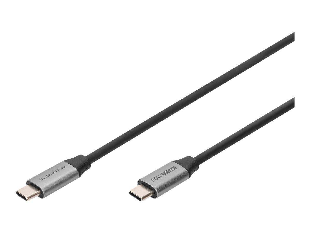 Digitus USB-Kabel USB 3.2 Gen1 (USB 3.0 / USB 3.1 Gen1) USB-C®, USB-C® Stecker 1.00 m Schwarz Flexibel, Geschirmt, mit USB DB-300220-010-S