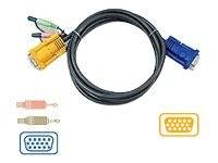 ATEN KVM Anschlusskabel [1x VGA-Stecker, Klinkenstecker 3.5 mm - 1x VGA-Buchse, Klinkenstecker 3.5 mm] 3.00 m Schwarz