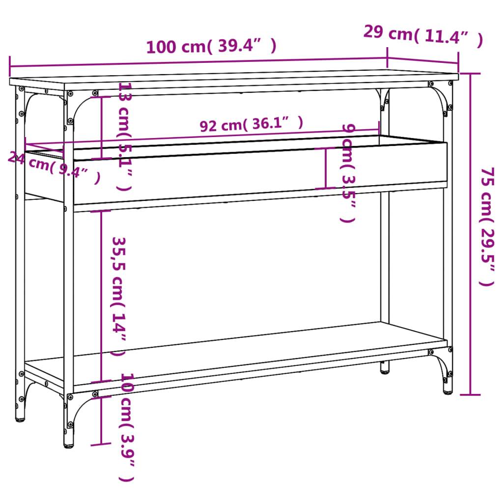 vidaXL Konsolentisch mit Ablage Räuchereiche 100x29x75cm Holzwerkstoff