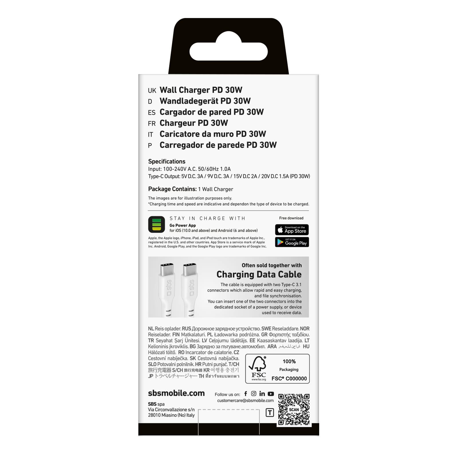 SBS TETR1CPD30, Drinnen, AC, 20 V, Weiß