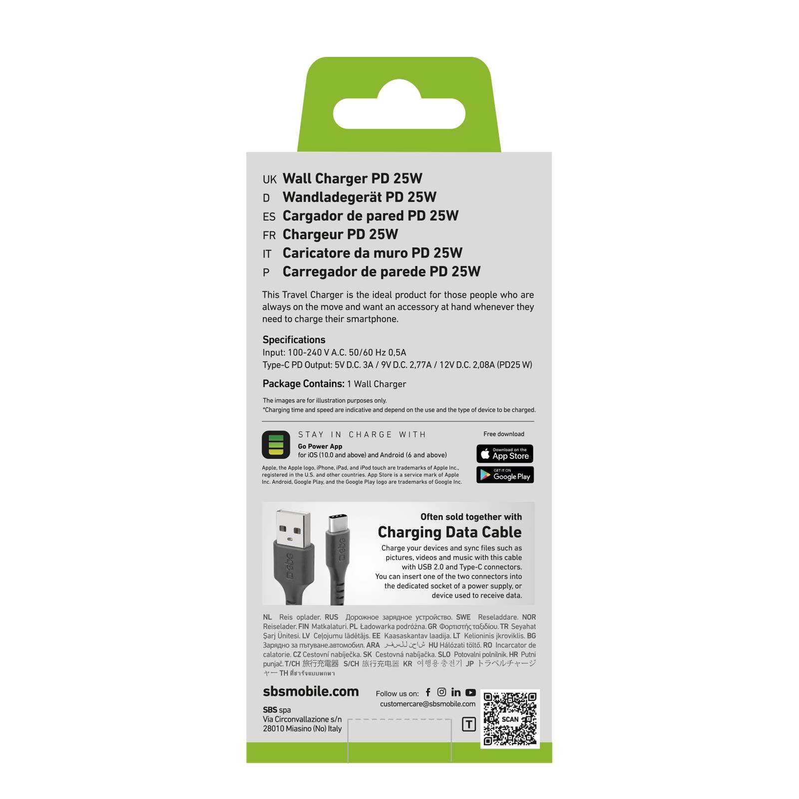 SBS TETR1CPD25, Indoor, AC, Schwarz