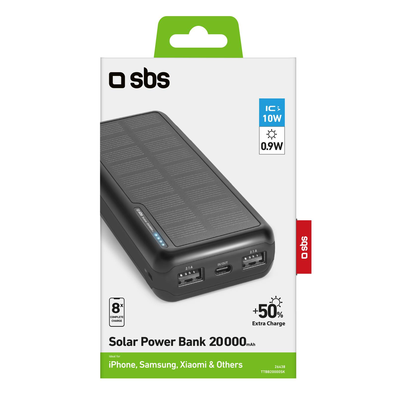 SBS TTBB20000SK, 20000 mAh, Lithium-Ion (Li-Ion), Schwarz