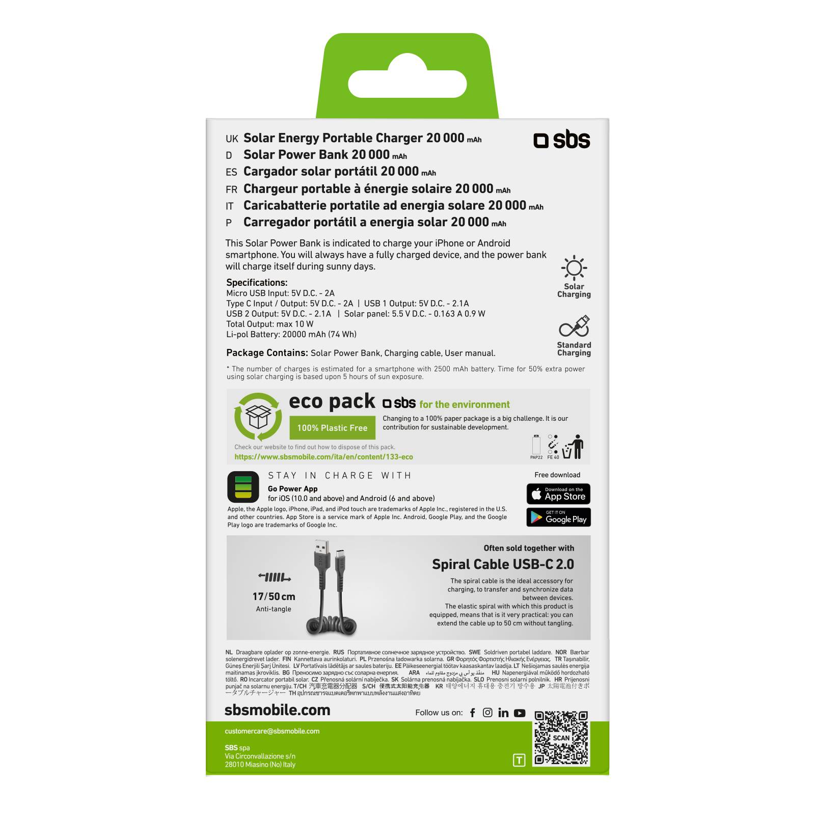 SBS TTBB20000SK, 20000 mAh, Lithium-Ion (Li-Ion), Schwarz