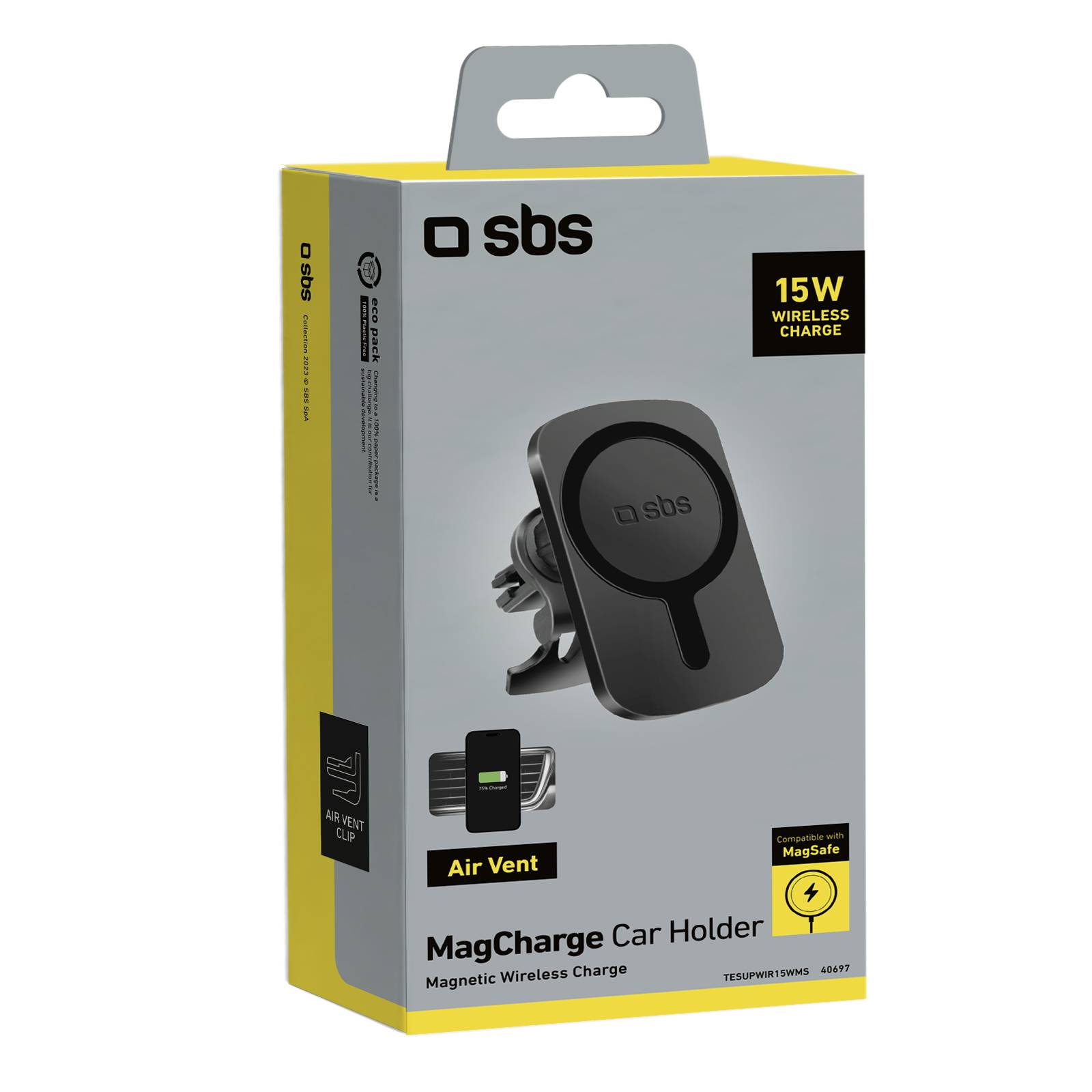 SBS induktive MagSafe Lüftungsschlitz-Halterung 15W schwarz