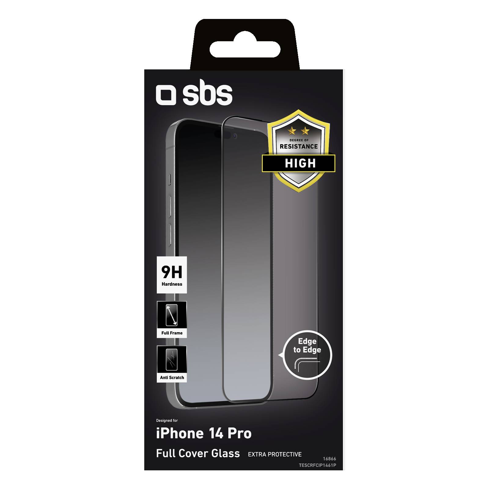 SBS TESCRFCIP1461P, Apple, iPhone 14 Pro, Tropfsicher, Staubresistent, Kratzresistent, Schwarz, Transparent, 1 Stück(e)