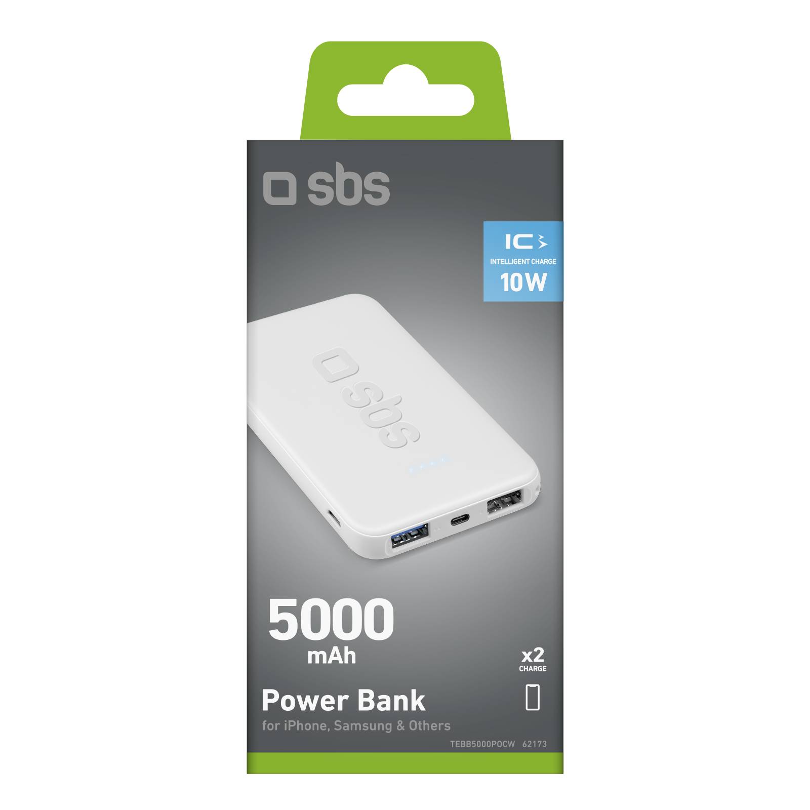 SBS TEBB5000POCW Powerbank Lithium Polymer (LiPo) 5000 mAh Weiß (TEBB5000POCW)