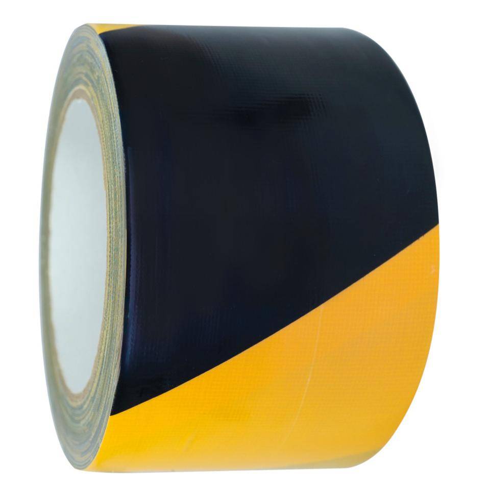 K.57 Warnmarkierungsband, linksweisend, gelb/schwarz, Gewebefolie, 75mm, 25m/Rolle
