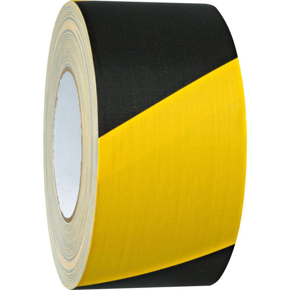 K.57 Warnmarkierungsband, linksweisend, gelb/schwarz, Gewebefolie, 50mm, 25m/Rolle