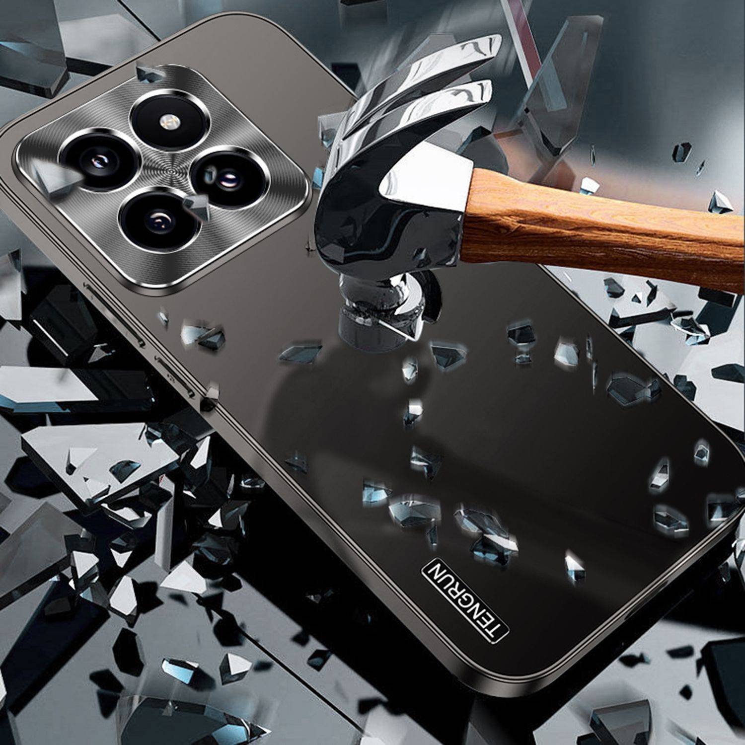 Für Xiaomi Redmi Note 13 Feinmattes Metall Design Handy Hülle Hellblau