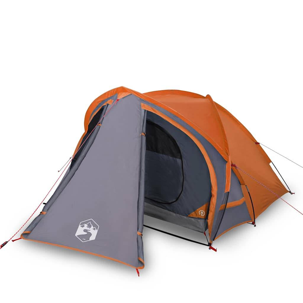 vidaXL Kuppel-Campingzelt 2 Personen Grau und Orange Wasserdicht