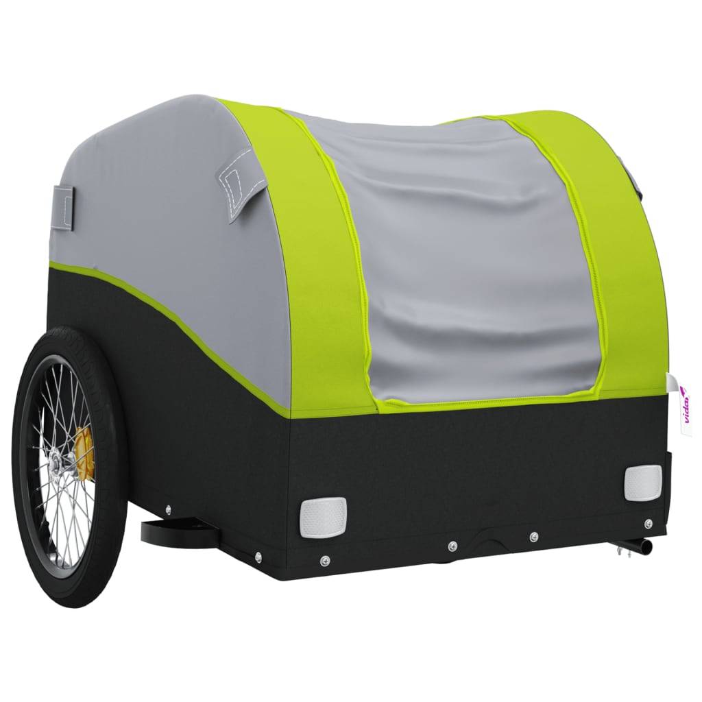 vidaXL Fahrradanhänger Schwarz und Grün 30 kg Eisen