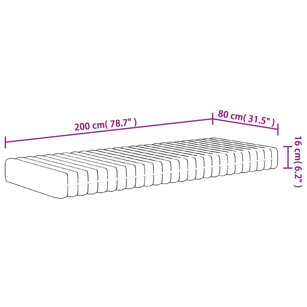 vidaXL Matratze Schaumstoff Mittelweich 80x200 cm