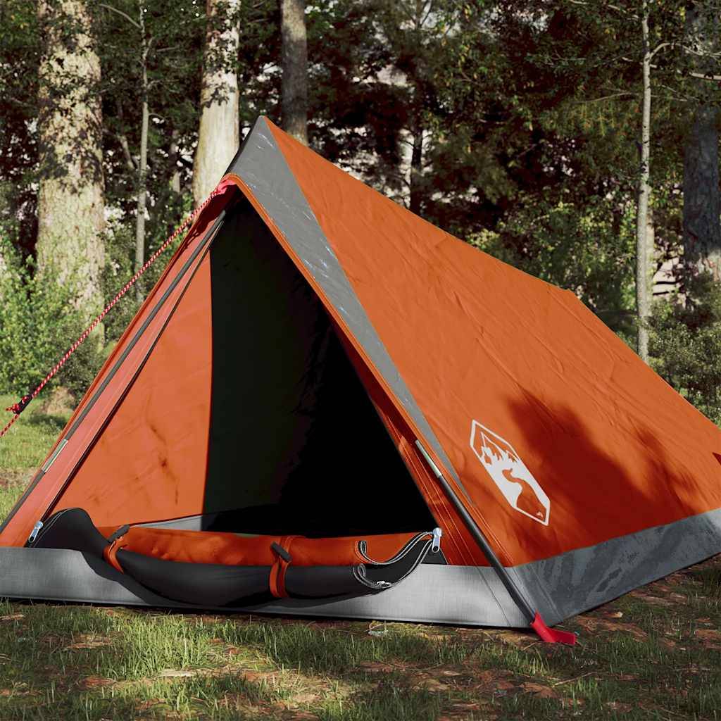 vidaXL Campingzelt 2 Personen Grau und Orange Wasserfest