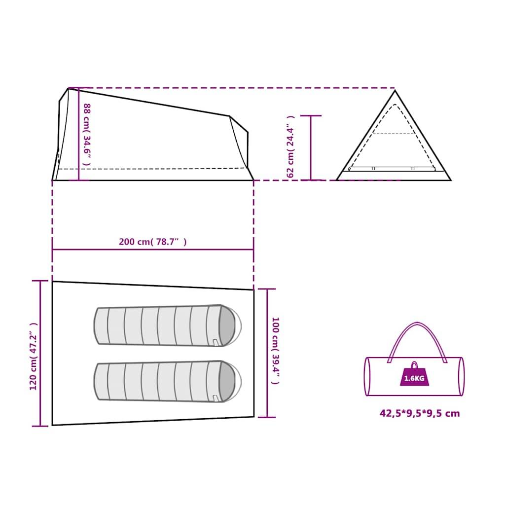 vidaXL Campingzelt 2 Personen Grau und Orange Wasserfest