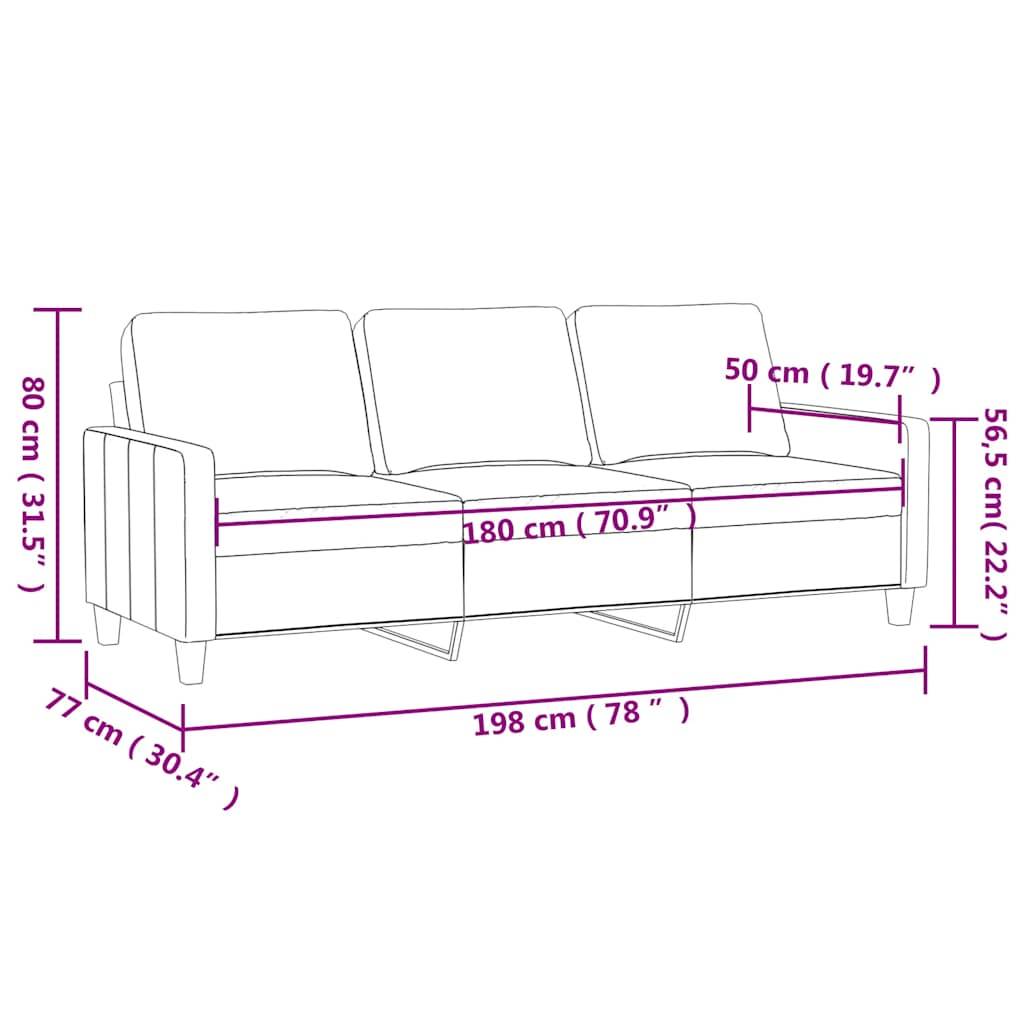 vidaXL 3-Sitzer-Sofa Gelb 180 cm Samt