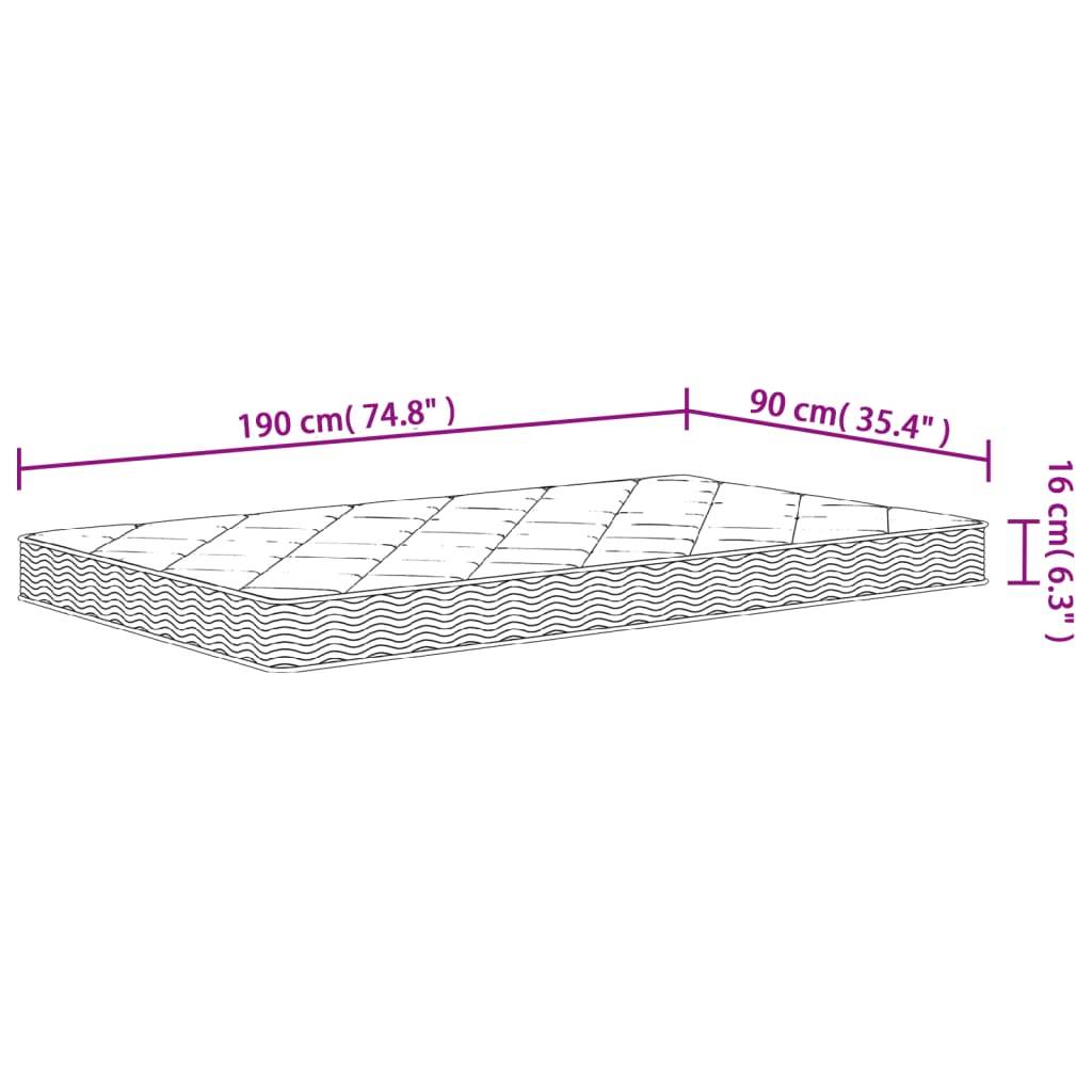 vidaXL Matratze Schaumstoff Mittelweich 90x190 cm