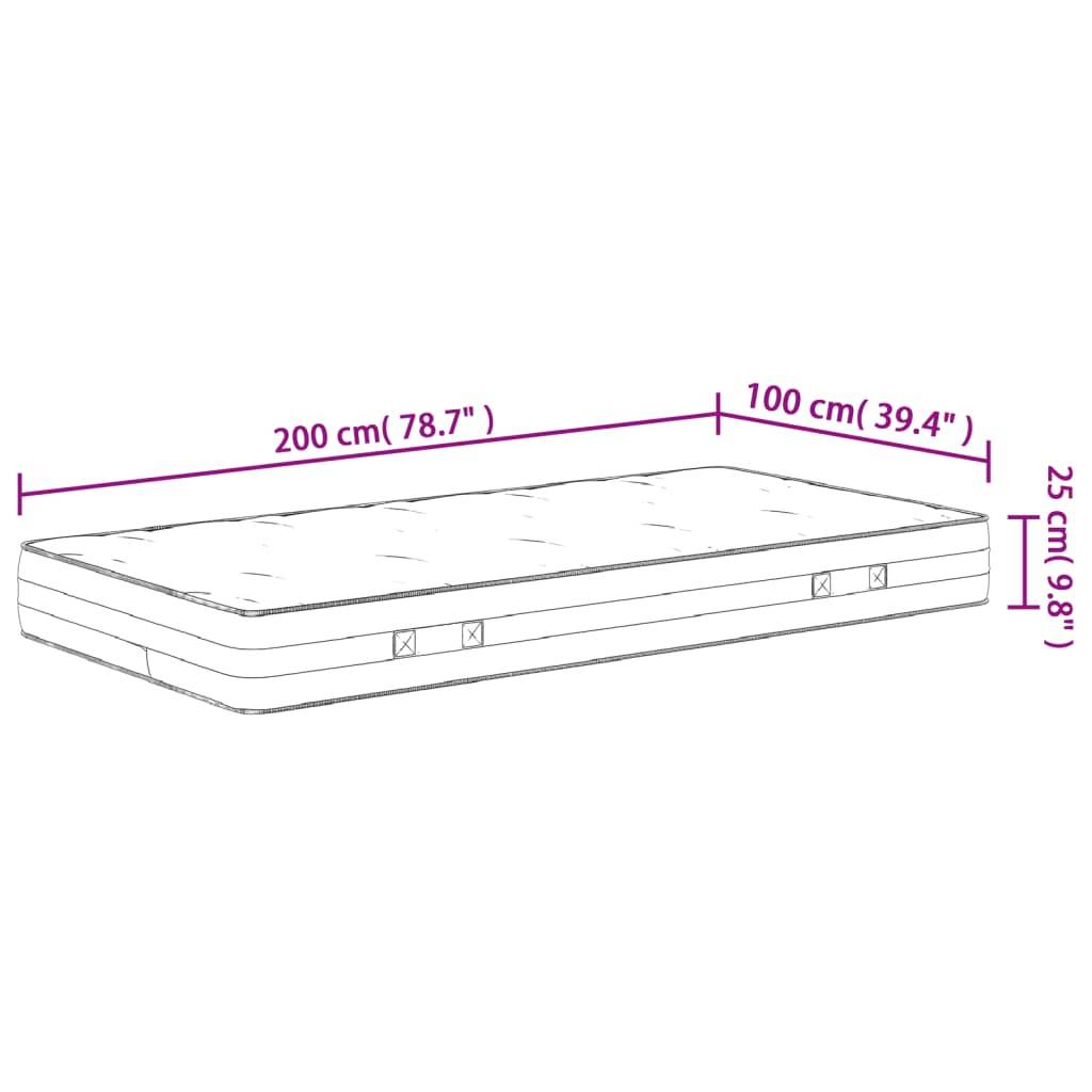 vidaXL Matratze Taschenfederkern Mittelfest 100x200 cm