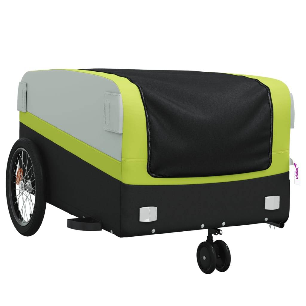 vidaXL Fahrradanhänger Schwarz und Grün 45 kg Eisen