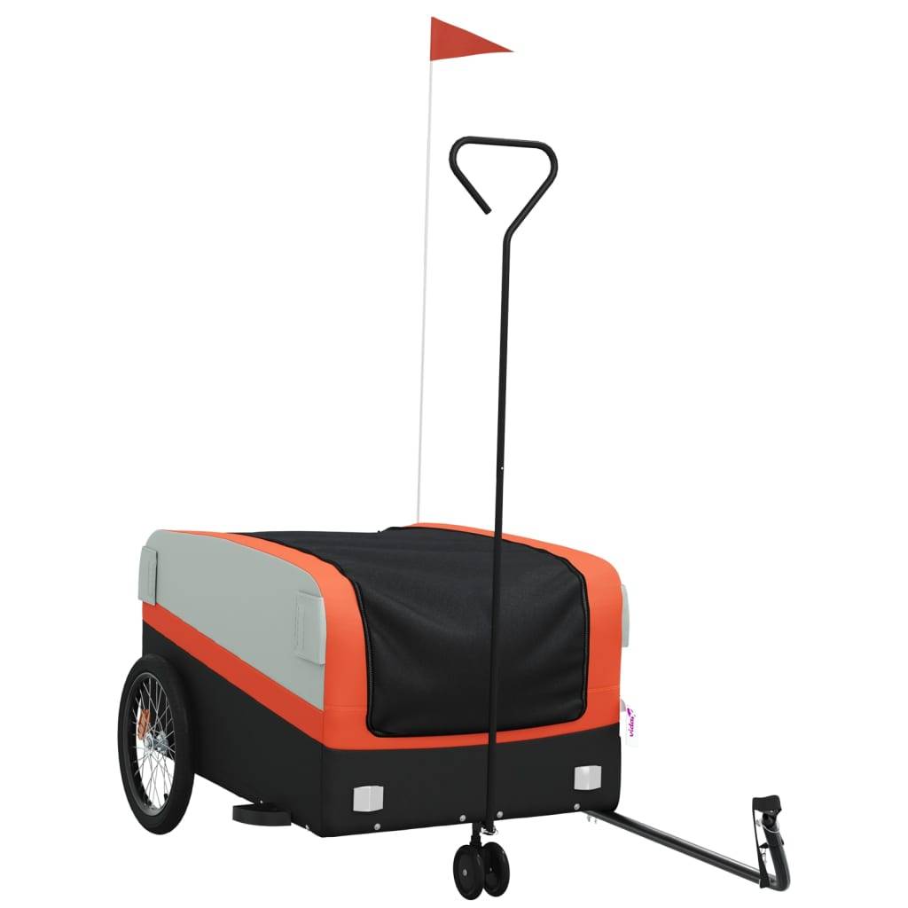 vidaXL Fahrradanhänger Schwarz und Orange 45 kg Eisen