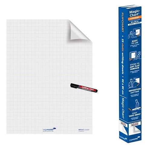 Magic-Chart Legamaster Whiteboard 60x80cm Fenster | Rollen Sie ein 25 Blatt