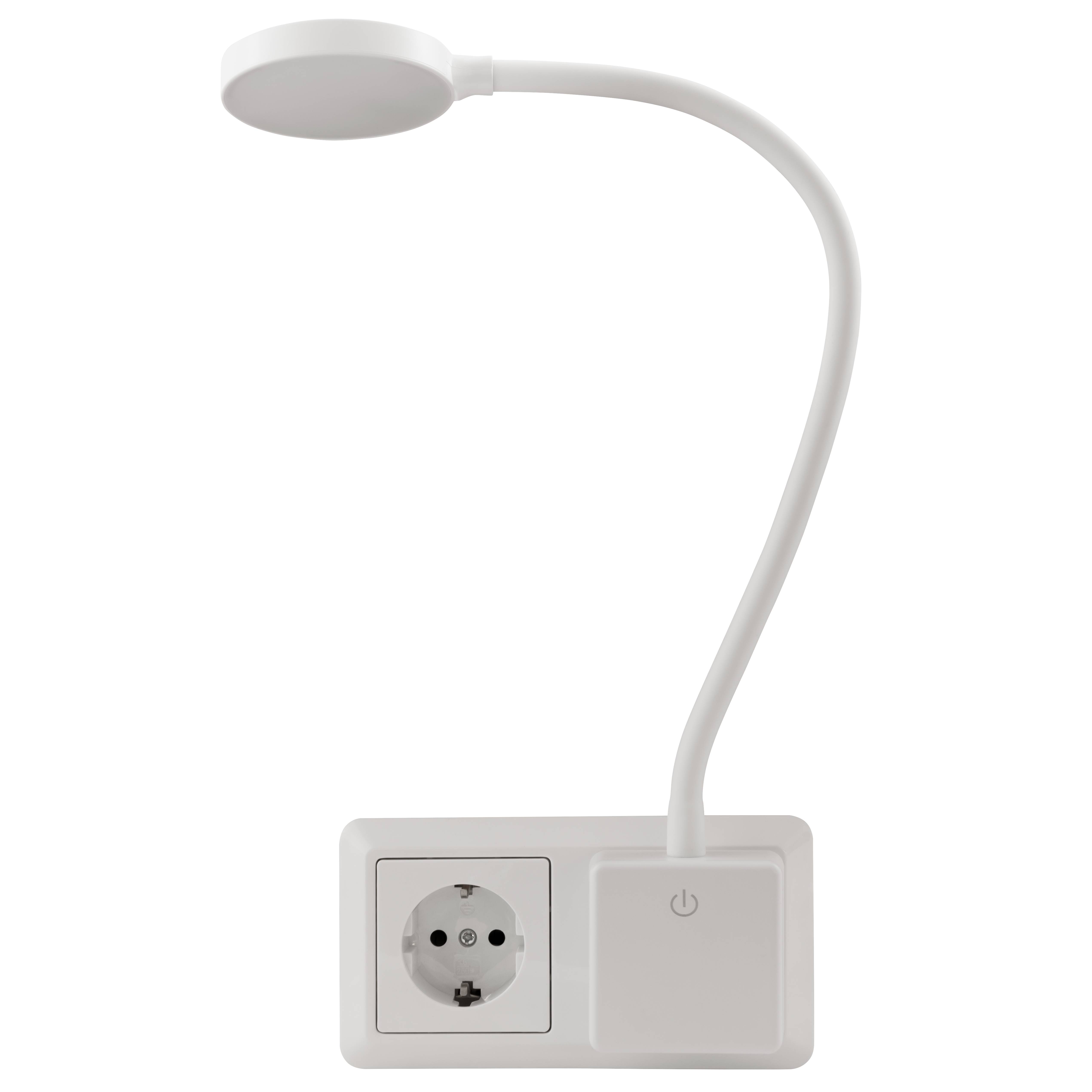 EINLICHT Halo LED-Steckdosenleuchte, Schwanenhals, 3-stufig dimmbar, 3,3W, 220-240V, weiß