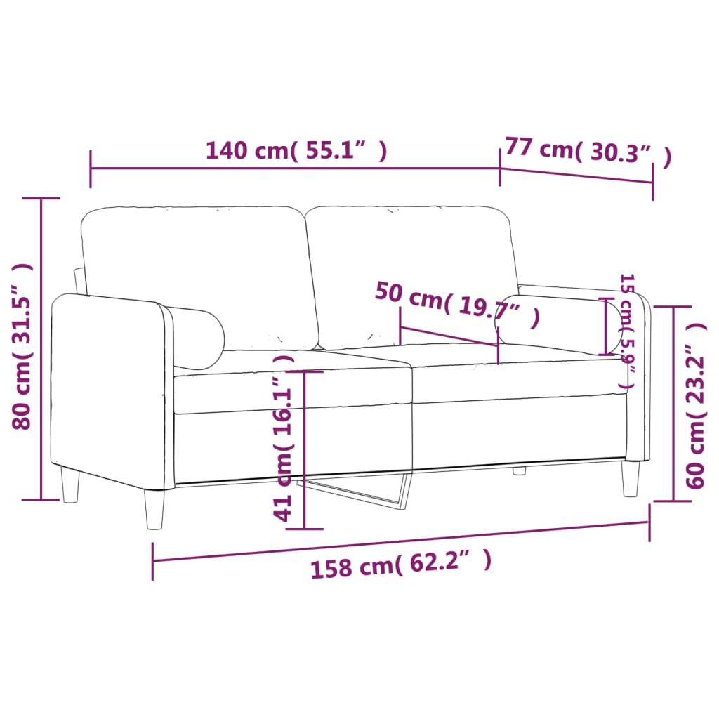 vidaXL 2-Sitzer-Sofa mit Zierkissen Dunkelgrau 140 cm Samt