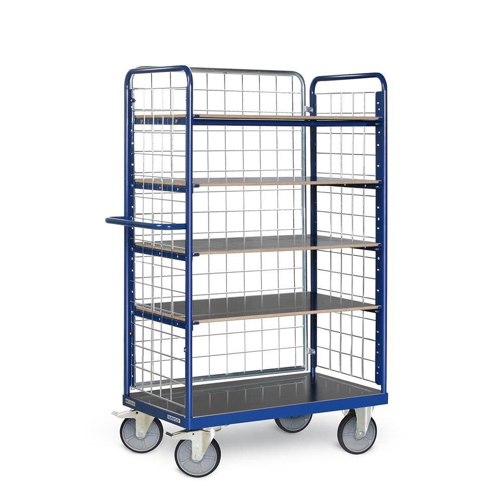 Etagenwagen TAUROFLEX 600 kg 1200 x 800 mit 5 Ladeflächen, RAL5010 Enzianblau