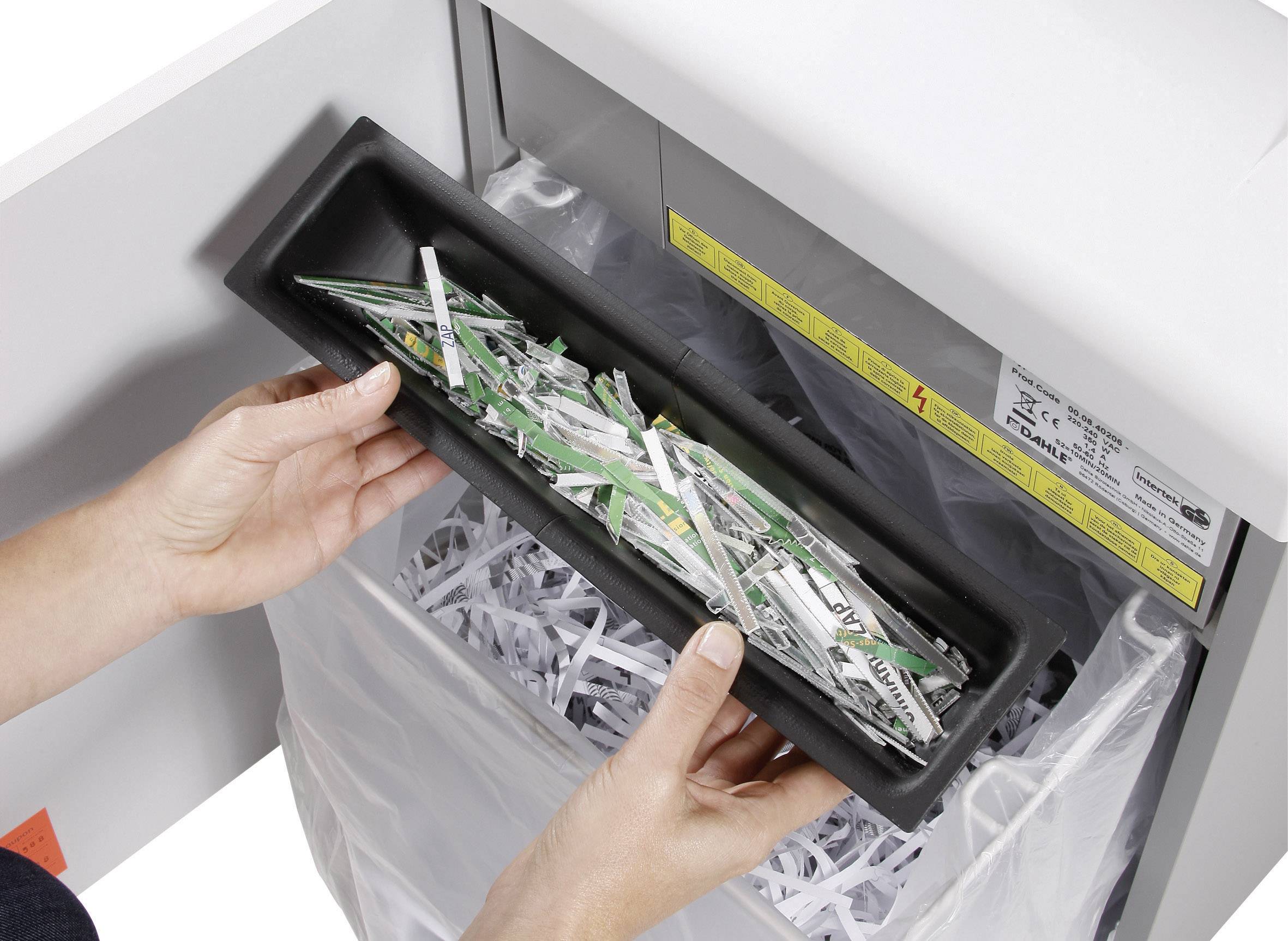 Dahle CleanTec 41506 Aktenvernichter 43 Streifenschnitt 140 l Vernichtet auch Büroklammern, CDs, DVDs, Heftklammern, Kreditkarte