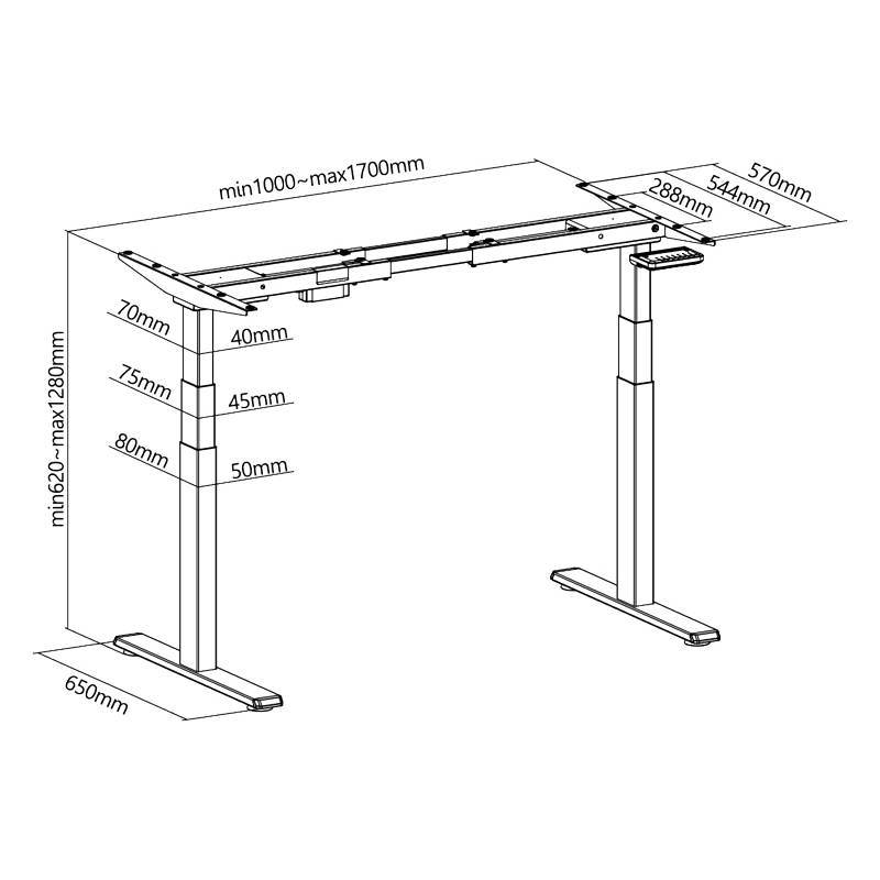 Sit-stand desk frame, dual motor, easy-use controller, black Home & Living Büro-Ausstattung