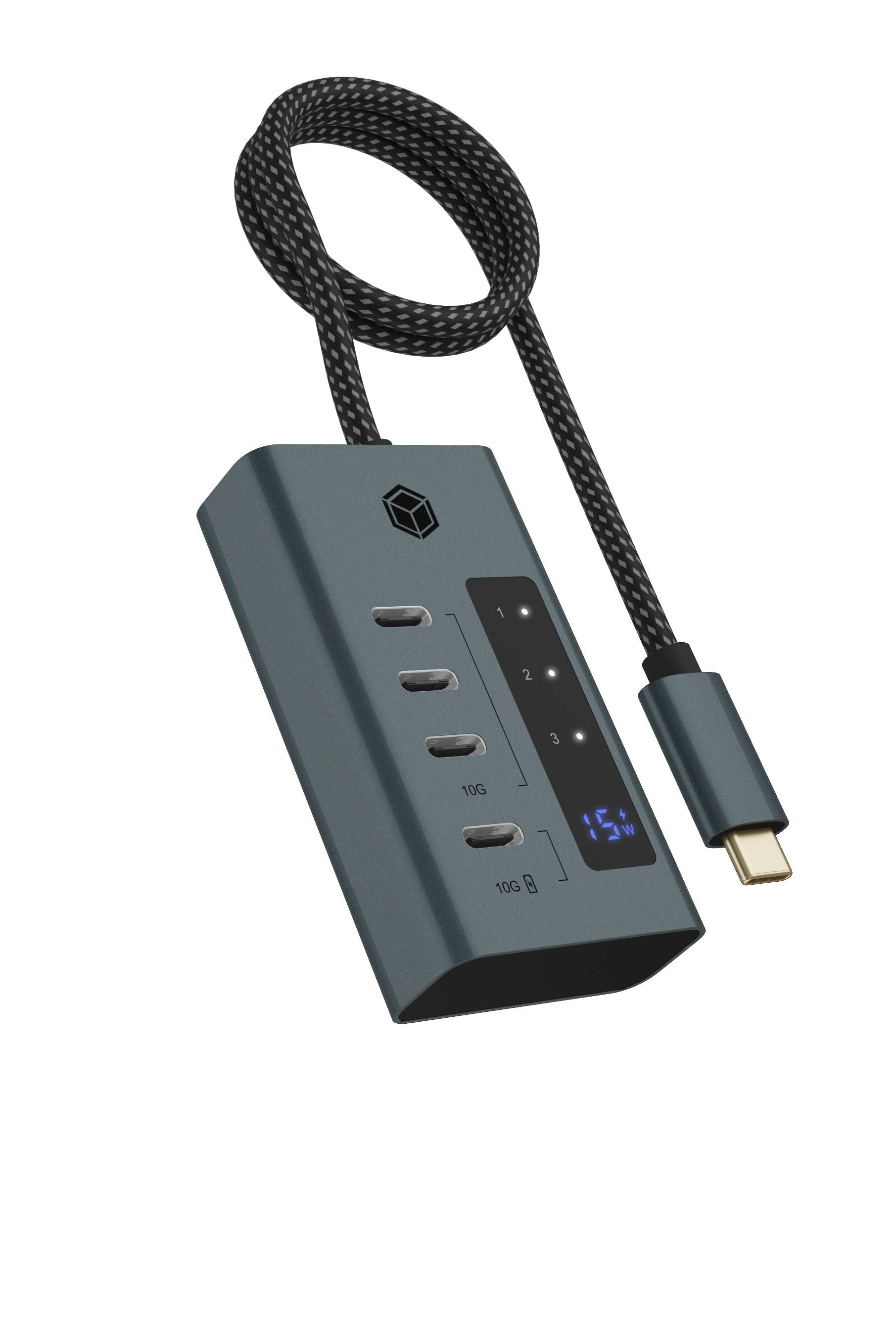 IB-HUB1454-C31, 4 Port Type-C USB 3.2 Gen 2 Type-C Hub, Aluminiumgehäuse