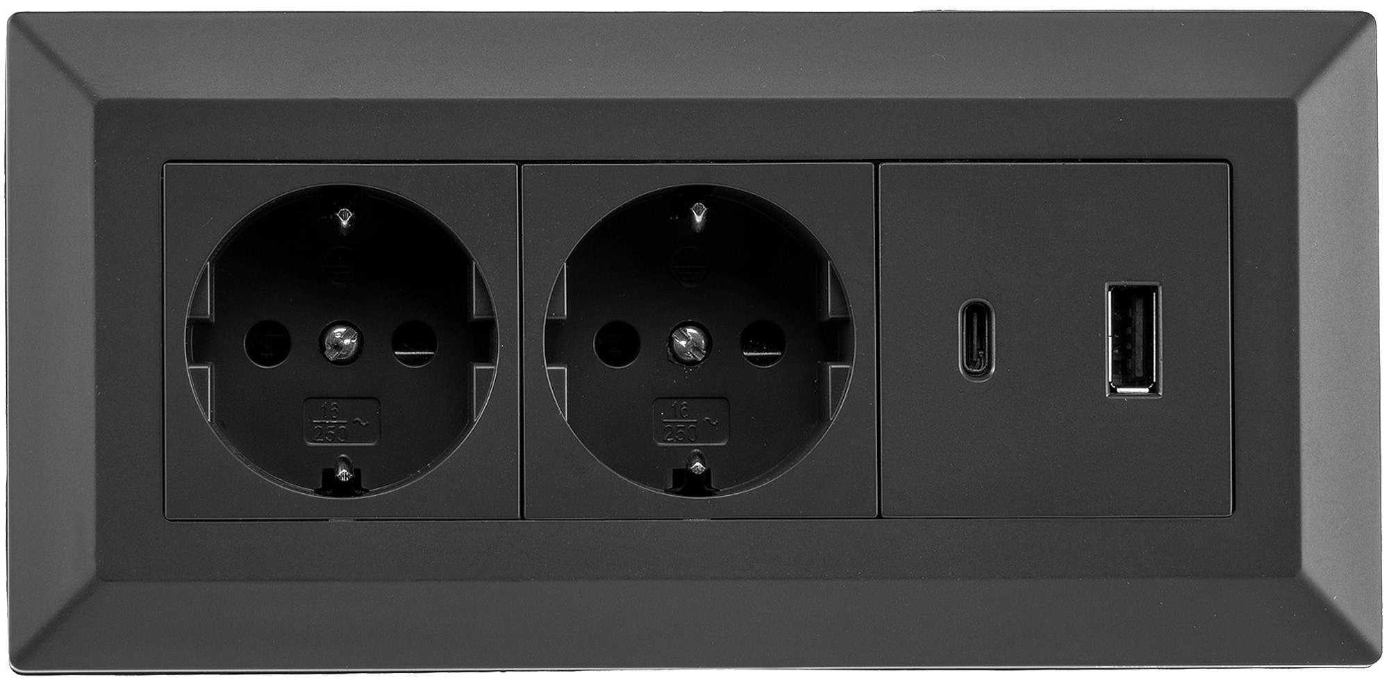 Steckdosenblock 2-fach USB-A & USB-C 8717903 Farbe schwarz Ausführung Steckdosenblock Zuleitung ohne Länge - m Steckdose