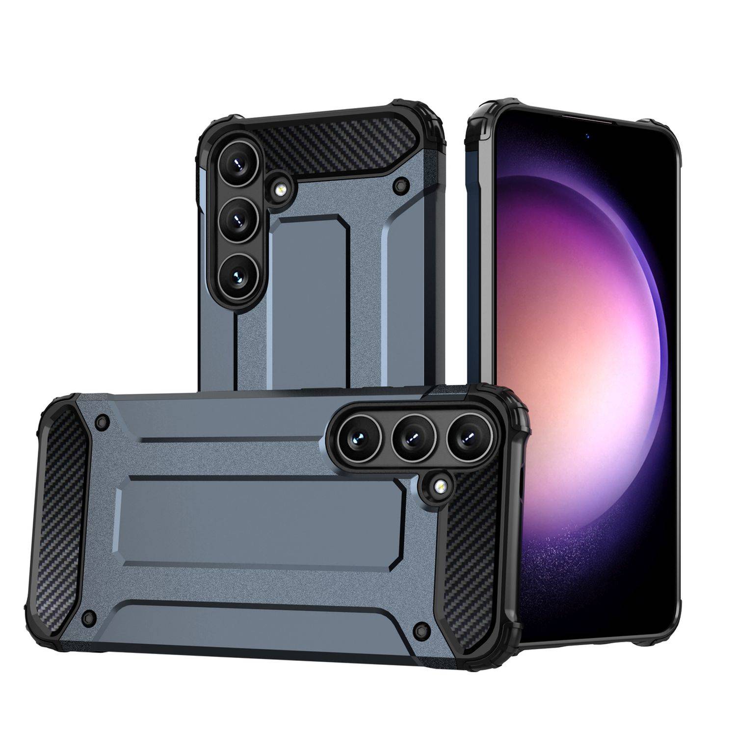 Panzerschale PanzerCase Outdoor Hülle "HYBRID" Bumper Stoßfest kompatibel mit Samsung Galaxy S24 Ultra Blau