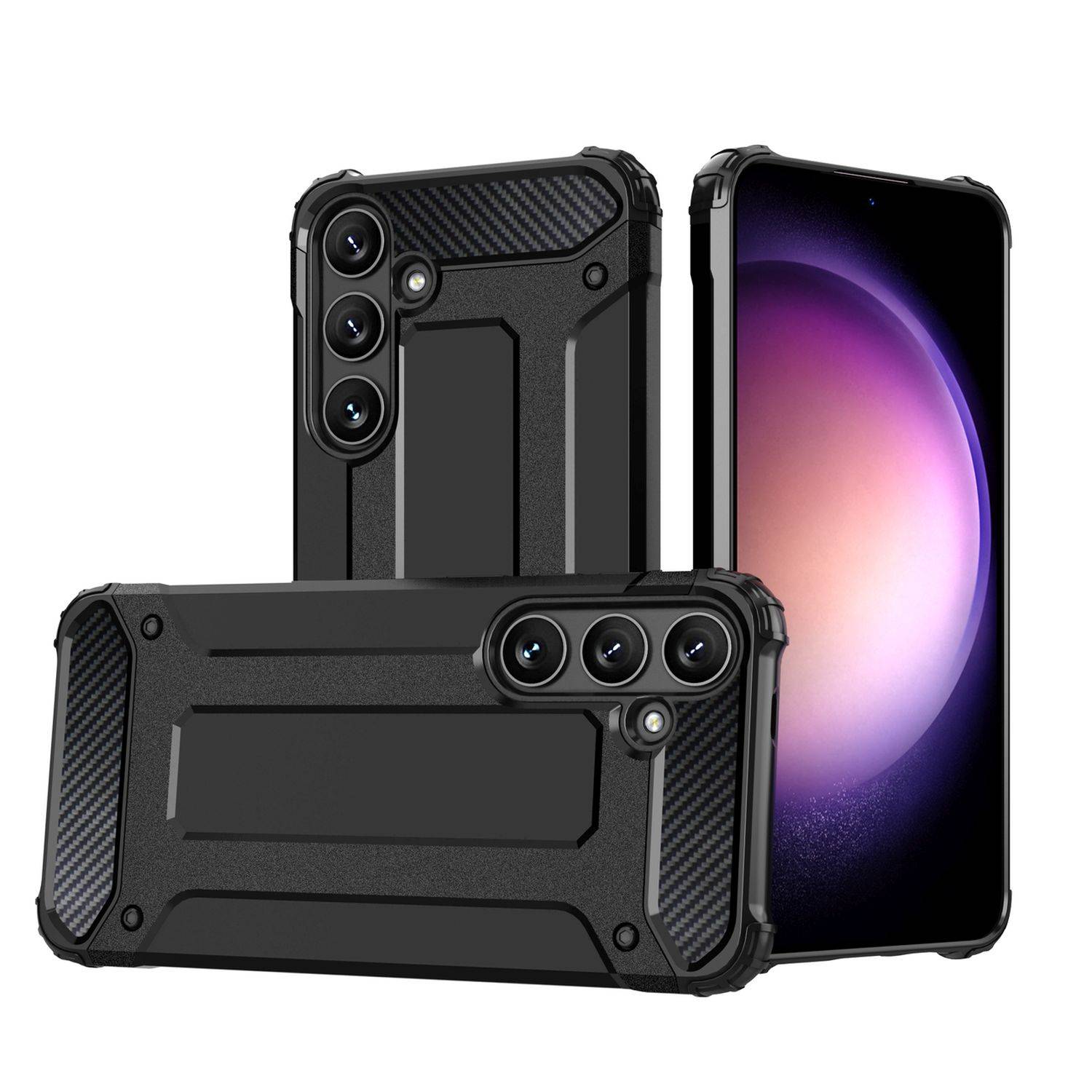Panzerschale PanzerCase Outdoor Hülle "HYBRID" Bumper Stoßfest kompatibel mit Samsung Galaxy S24 Ultra Schwarz
