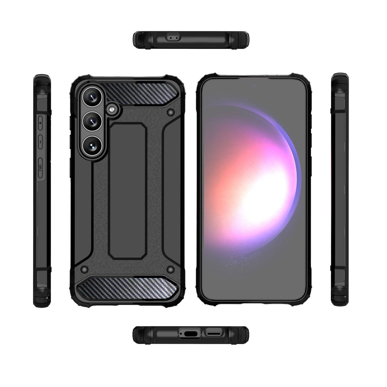 Panzerschale PanzerCase Outdoor Hülle "HYBRID" Bumper Stoßfest kompatibel mit Samsung Galaxy S24 Ultra Schwarz