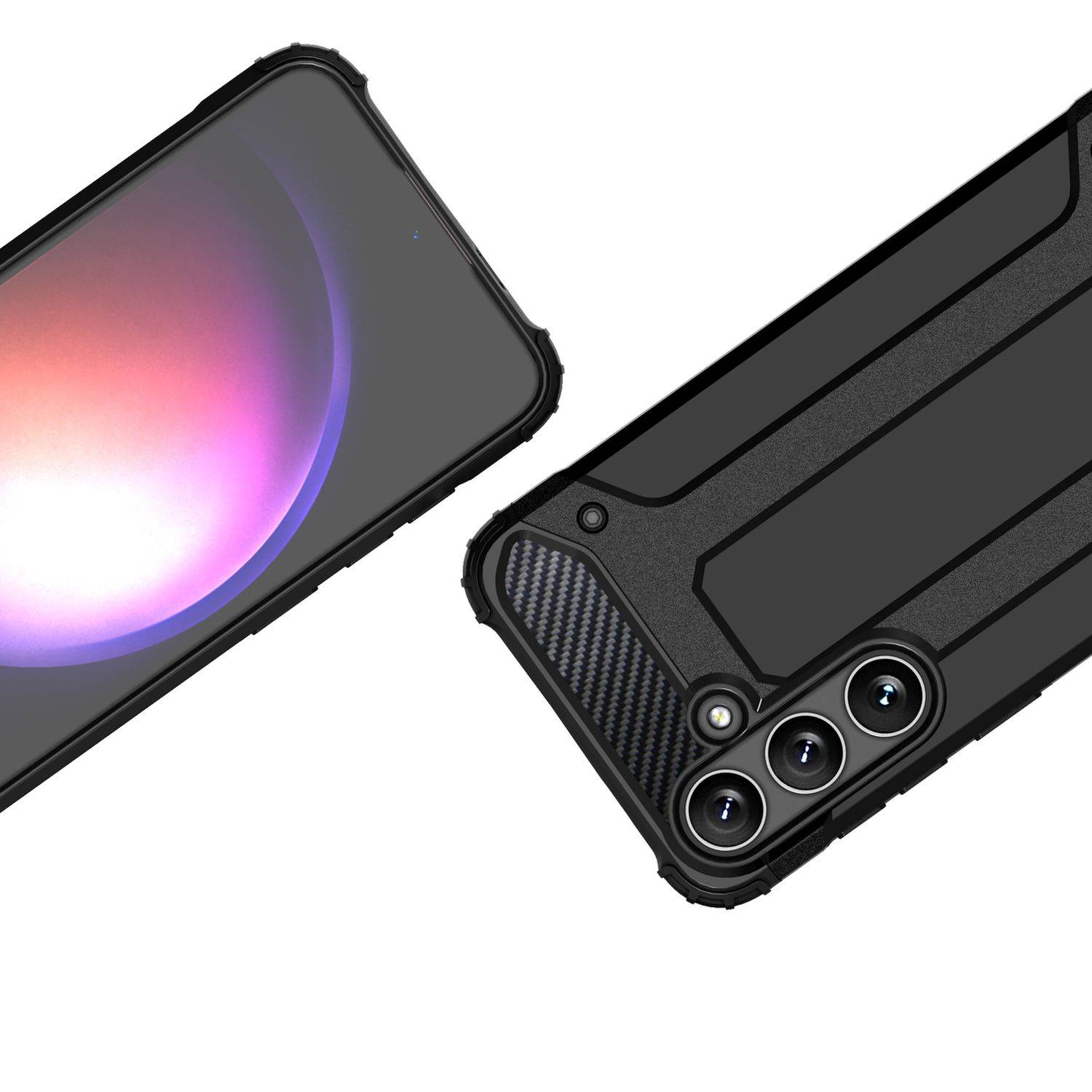 Panzerschale PanzerCase Outdoor Hülle "HYBRID" Bumper Stoßfest kompatibel mit Samsung Galaxy S24 Schwarz