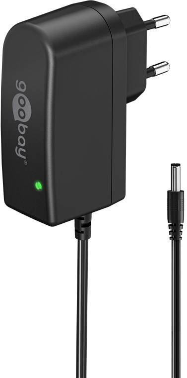 Goobay 64978 12V Netzteil DC Stecker 5,5 x 2,5mm Ladegerät 1A / 12W Festspannung Steckernetzteil Netzadapter / Schwarz