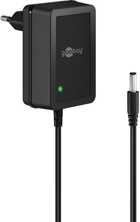Goobay 64975 12V Netzteil DC Stecker 5,5 x 2,1mm Ladegerät 1,5A / 18W Festspannung Steckernetzteil Netzadapter / Schwarz